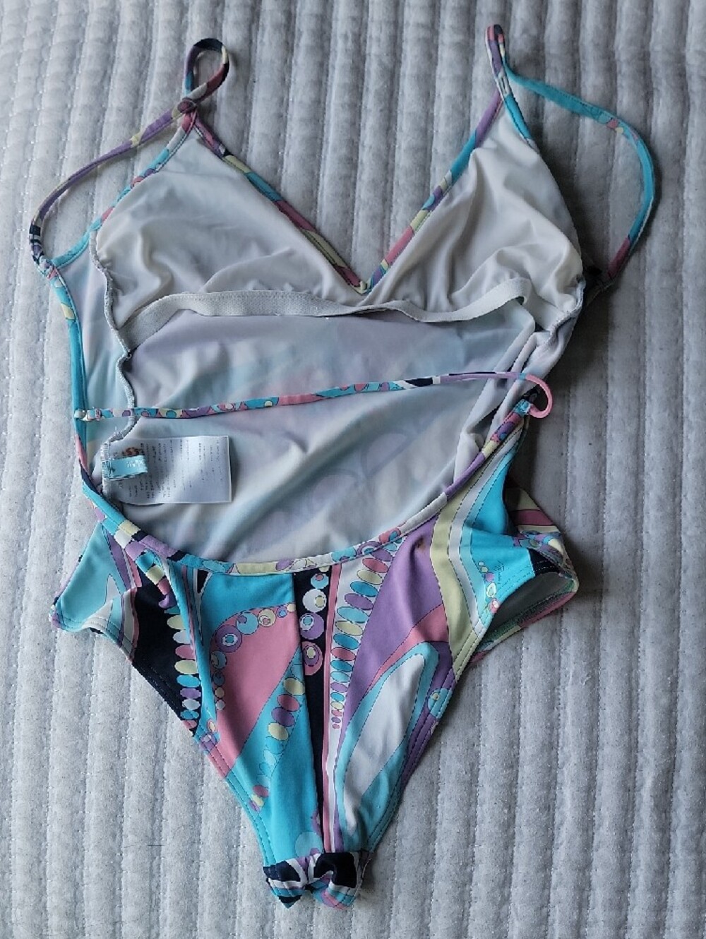 PUCCI Colorful Swirl One-Piece Swimsuit in Teal, Purple & Pink - Picture 3 of 5